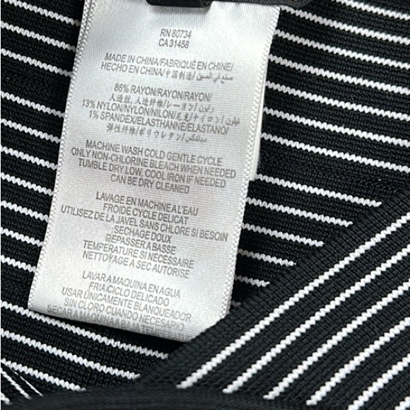 BCBGMAXAZRIA Black & White Stripped Bandage Mini Skirt, Medium - Picture 11 of 14